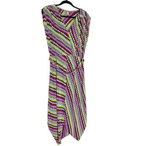 Colorful Zigzag Patterned Silk Dress